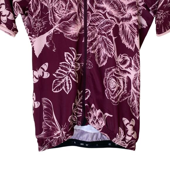 VELOCIO Cycling Luna Floral SE Short Sleeve Jersey in Dark Cherry, Size Medium - Picture 6 of 12
